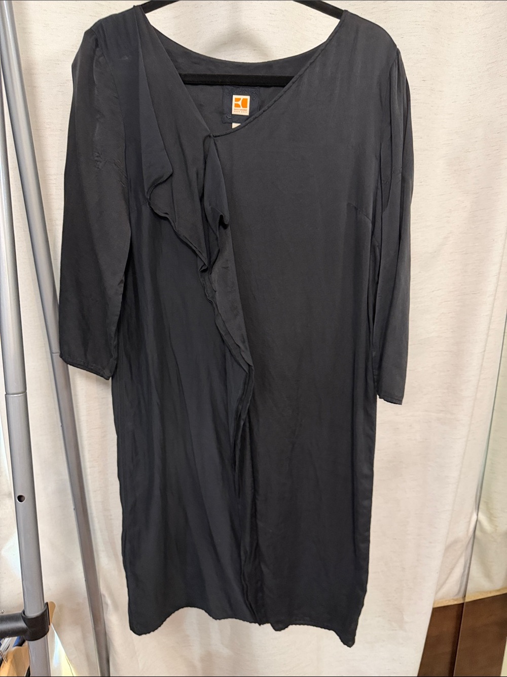 Hugo Boss Black Long-Sleeve Ruffle-Front Dress